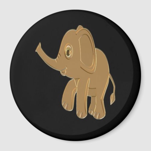 Gold baby elephant looking into the sky magnet