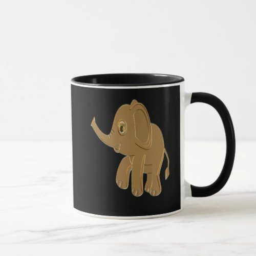 Gold baby elephant looking into the sky mug