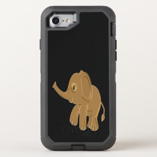 Gold baby elephant looking into the sky OtterBox defender iPhone SE87 case