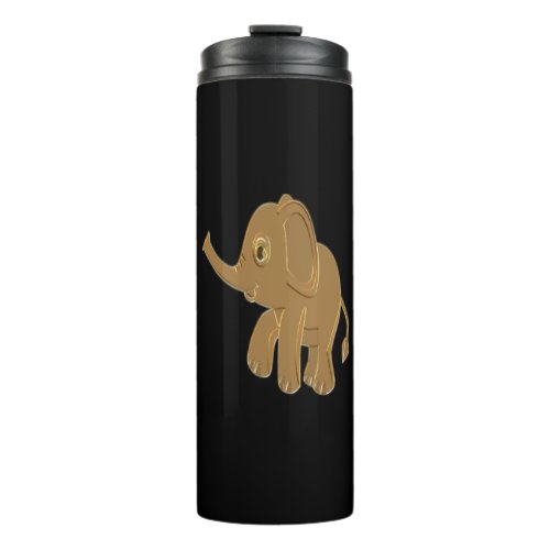 Gold baby elephant looking into the sky thermal tumbler