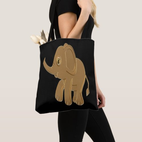 Gold baby elephant looking into the sky tote bag