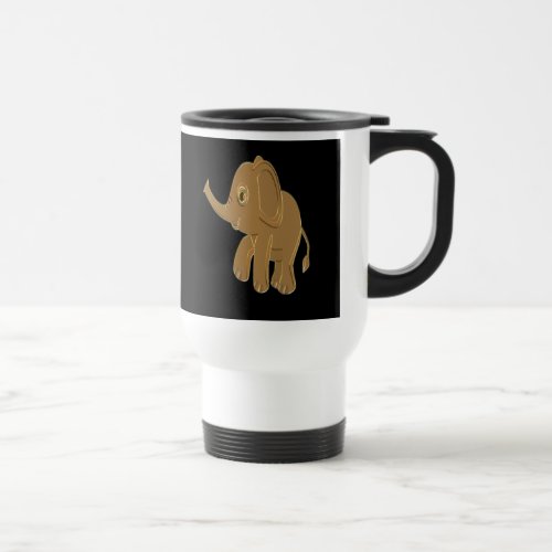 Gold baby elephant looking into the sky travel mug