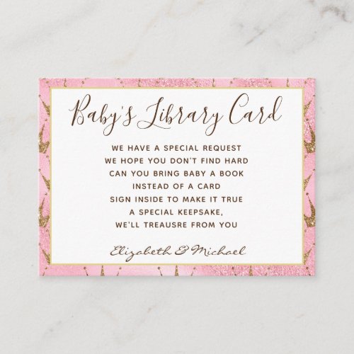 Gold Baby Library Book Request Pink Gold Princess Enclosure Card