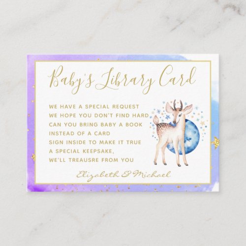 Gold Baby Library Book Request Twinkle Star Deer Enclosure Card