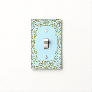 Gold Baby Light Blue Glitter Princess Filigree Switch Cover