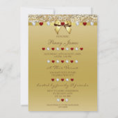 Gold Baby Shower Faux Sequins Hearts Bow Invitation (Back)