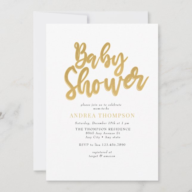 Gold Baby Shower Invitation (Front)