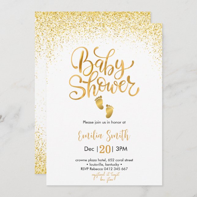 Gold Baby shower Invitation (Front/Back)