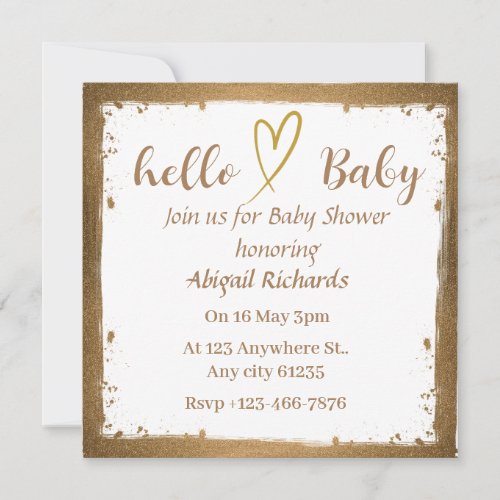 Gold Baby Shower Invitation Card