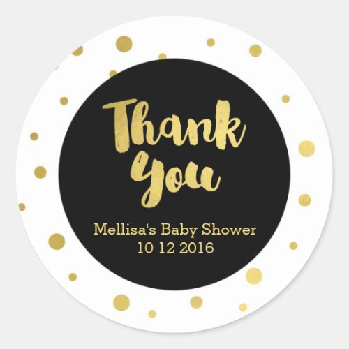 Gold Baby Shower Thank You Favor Sticker