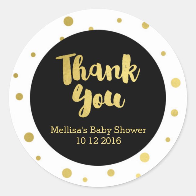 Gold Baby Shower Thank You Favor Sticker (Front)