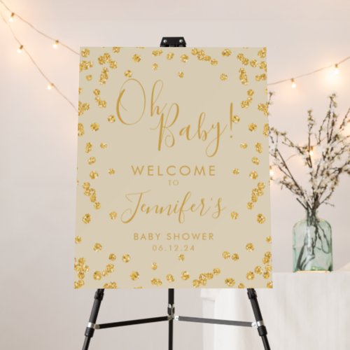 Gold Baby Shower Welcome Glitter Confetti  Foam Board