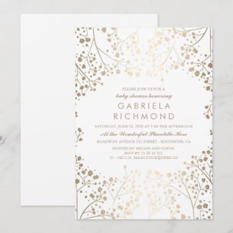 Gold Baby's Breath Elegant White Baby Shower Invitation | Zazzle