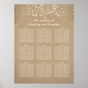 Gold Baby's Breath Kraft Wedding Seating Chart