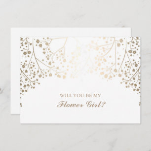 Gold Baby's Breath Wedding Flower Girl Invitation
