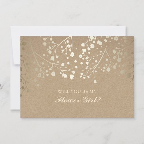 Gold Babys Breath Wedding Flower Girl Invitation