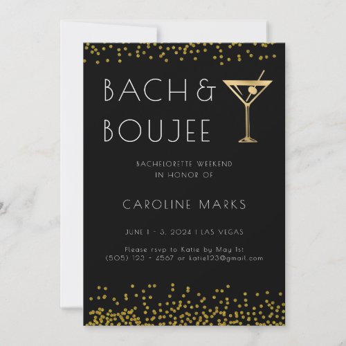 Gold Bach and Boujee Bachelorette Party Invitation