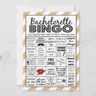 Gold Bachelorette Bingo, Party Game, Challenge Invitation