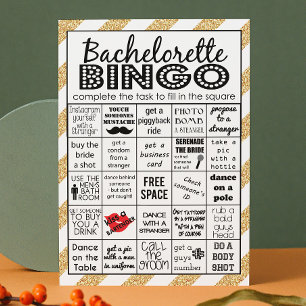 Gold Bachelorette Bingo, Party Game, Challenge Invitation