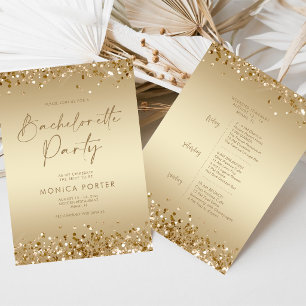 Gold Bachelorette Party Itinerary, Hen Weekend Invitation