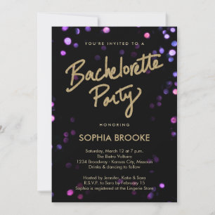 Gold Bachelorette Party with Shimmer Lights Invitation