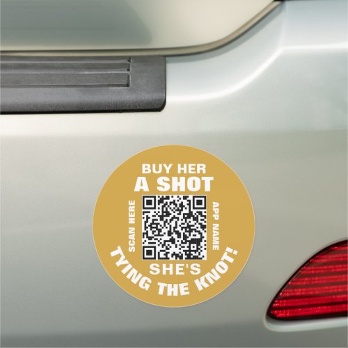Gold Bachelorette Qr Code Buy Her Shot Tying Knot Car Magnet