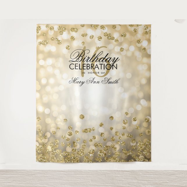 Gold Backdrop Sweet 16 Lights Confetti (Front)