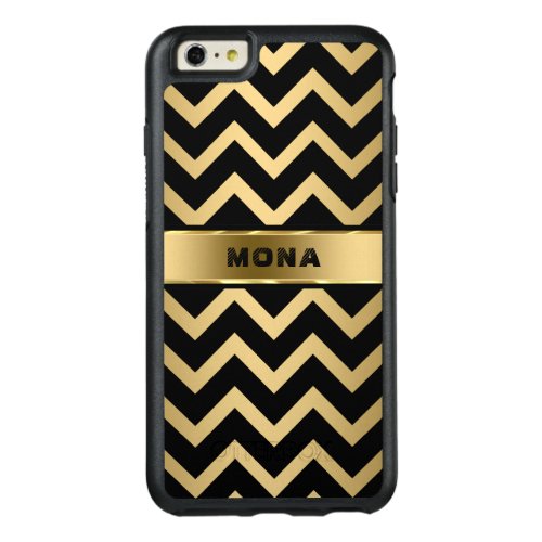 Gold Background And Black Zigzag Chevron Pattern OtterBox iPhone 66s Plus Case