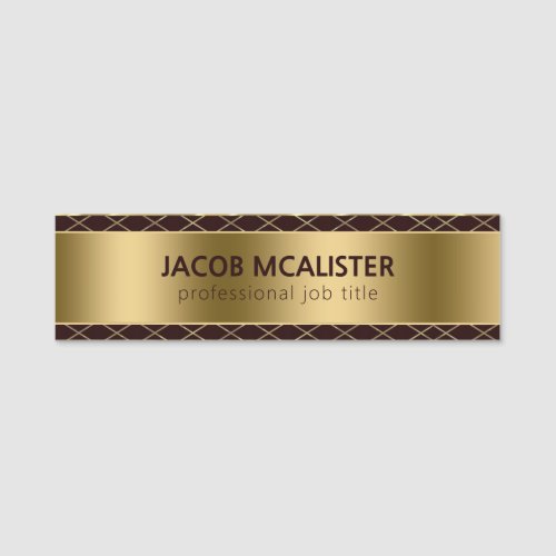 Gold Background and Crossed lines Name Tag