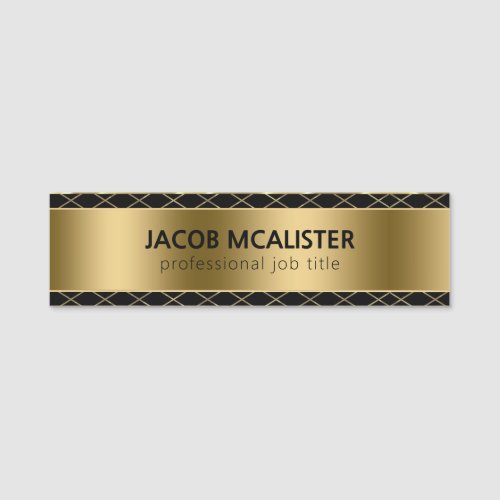 Gold Background  Crossed lines Name Tag