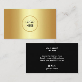 Gold background customizable logo and text business card