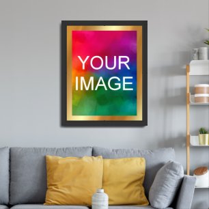 Gold Background Upload Your Image Picture Photo to Framed Art