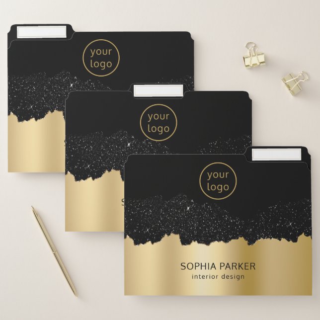 Gold Background White Spark File Folder (Set)