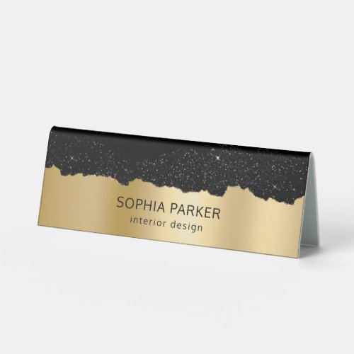 Gold Background White Spark Table Tent Sign