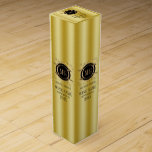 Gold background With Gold and Black Frame Wine Box<br><div class="desc">Elegant gold background with elegant swirly gold and black frames for a customizable monogram.
Customizable wedding wine label.</div>