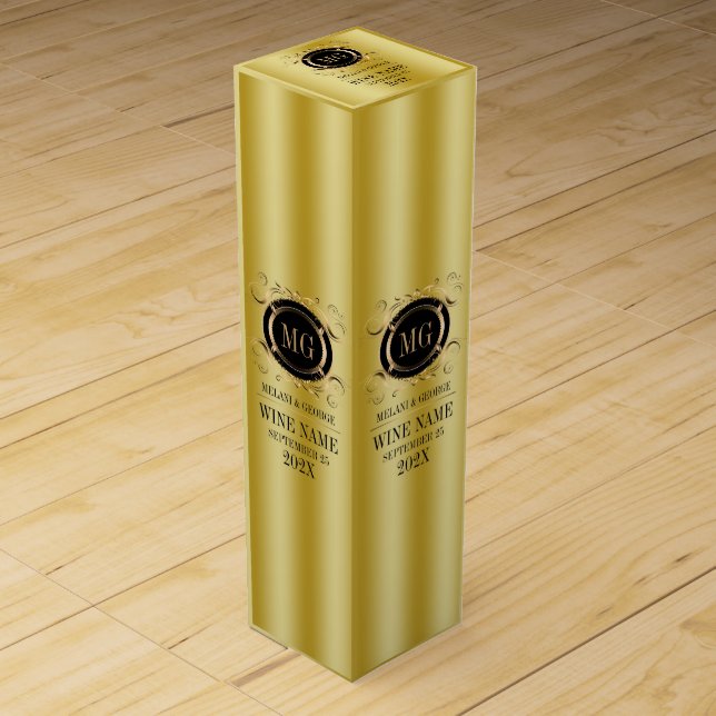 Gold background With Gold and Black Frame Wine Box (Front)