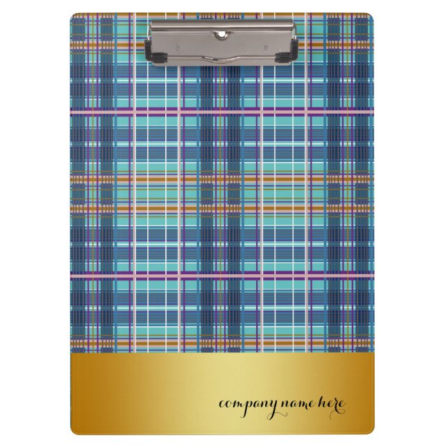 Gold Badge Denim Checked Blue Clipboard (Front)