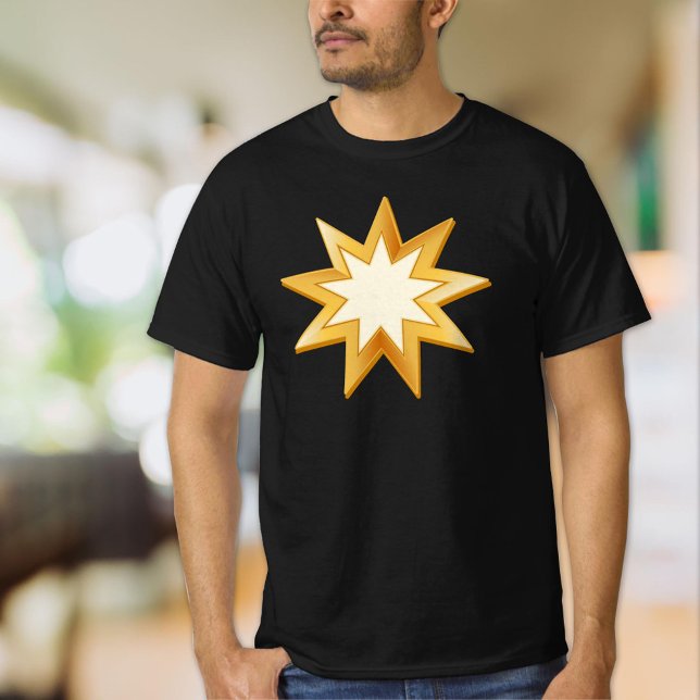 Gold Baha'i Symbol T-Shirt (Gold Baha'i T-Shirt.
Nine pointed star is a symbol of the Baha’i faith. Customize with your text.)