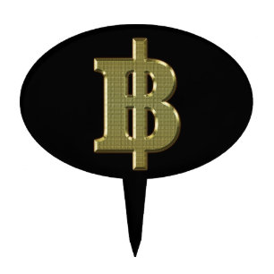 GOLD BAHT SIGN ฿ Thai Money Currency ฿ Cake Topper