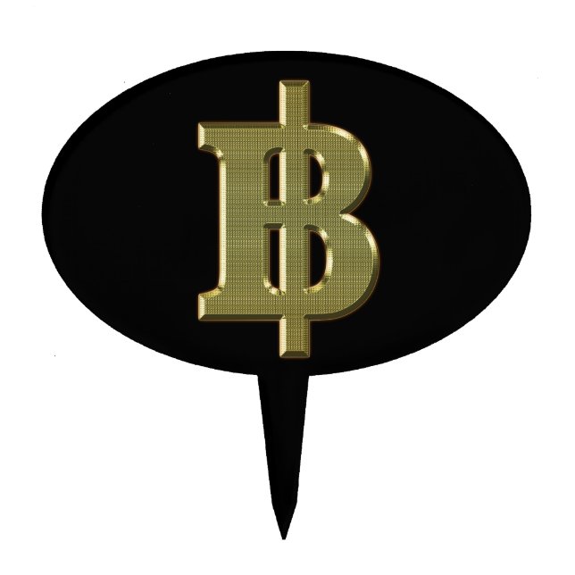 GOLD BAHT SIGN ฿ Thai Money Currency ฿ Cake Topper (Front)
