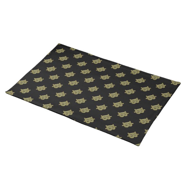 GOLD BAHT SIGN ฿ Thai Money Currency ฿ Cloth Placemat (On Table)