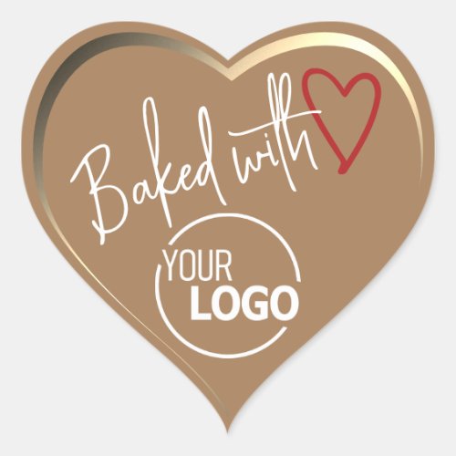 Gold Baked with Love Homemade Baking Logo Template Heart Sticker