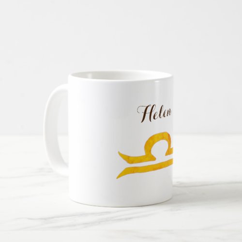 Gold Balance Libra  Zodiac Sign Custom Name Coffee Mug
