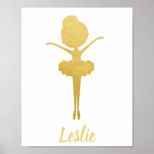 Gold Ballerina Personalized Nursery Poster (Front)