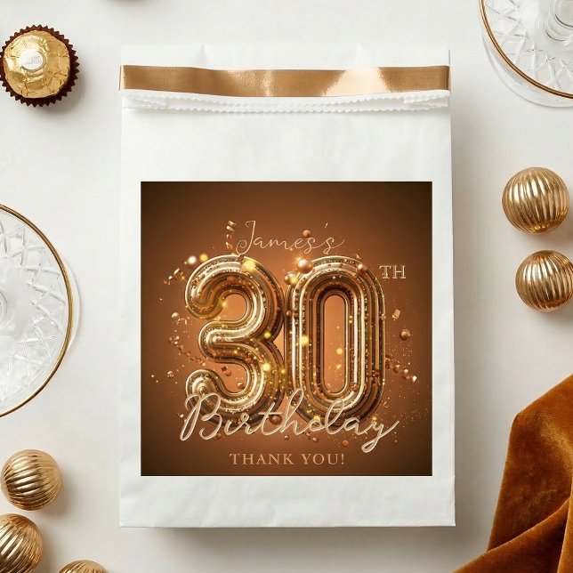 Gold Balloon 30th Birthday Brown and Bronze Favor Bag (Creator Uploaded)