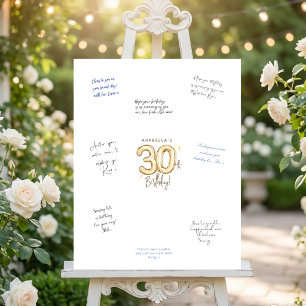 Gold Balloon 30th Birthday Signature message Foam Board