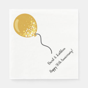 Gold Balloon 50th Anniversary Party Napkins