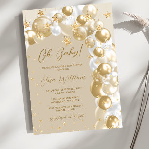 Gold Balloon Arch Baby Shower Invitation