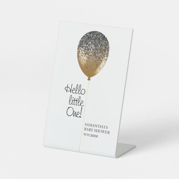 Gold Balloon Baby Celebration party Pedestal Sign
