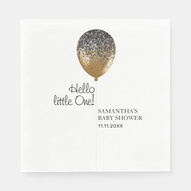 Gold Balloon Baby Shower Celebration Napkins (Front)